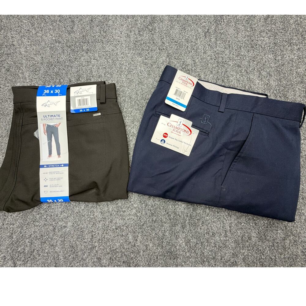 Champions Tour Mens 36 Shorts Pants Bundle Navy Black Golf Stretch NWT NEW